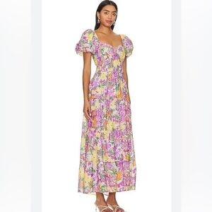ASTR the Label Florentina Puff-Sleeve Maxi Dress Sz S Goddess Cottage Romantic